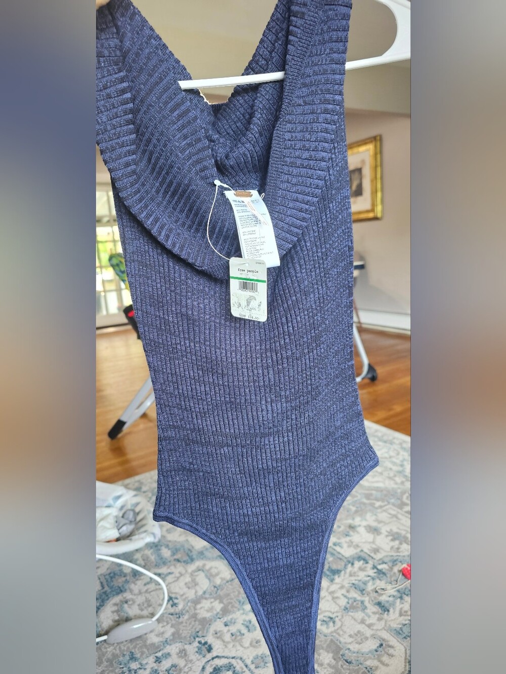 Free People Navy Blue Bodysuit
